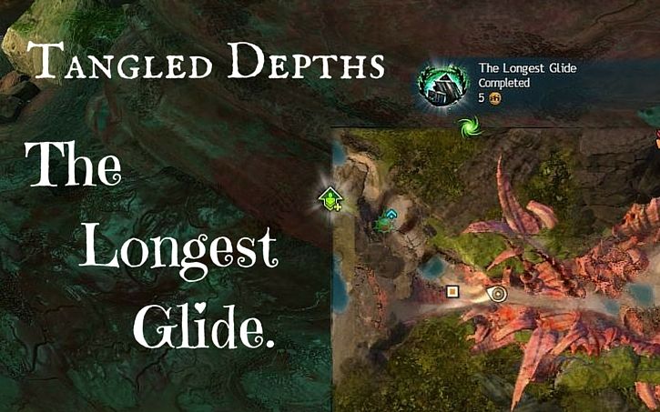 The Longest Glide achievement in Tangled Depths, Guild Wars 2: Heart of Thorns.